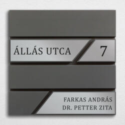  Modern postaláda gravírozott névtáblával, antracit, ezüst színnel, 2 soros