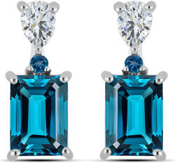  Ezüst Fülbevaló London Kék Topázzal és Fehér Topázzal, Y60154