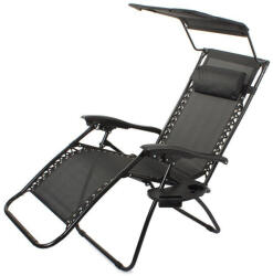  ZERO Gravity összecsukható kerti szék napellenzővel - fekete