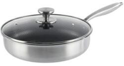 Grunberg Tigaie Inalta din Otel Inoxidabil cu Capac Sticla, 28 cm, 3.70 l, Compatibila Inductie, Grunberg (GR9628)