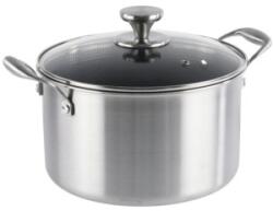 Grunberg Cratita Inox cu Capac Sticla, 22 cm, 4.10 l, Invelis Antiaderent, Compatibila Inductie, Grunberg (GR9522)