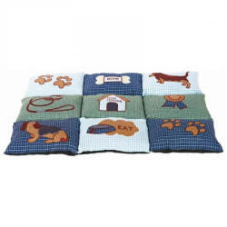 TRIXIE Fekhely Patchwork (foltvarrás) stílusú, kutyás mintával, 80x55cm, Kék/Zöld