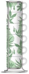 Bialetti Primavera Kávés Porcelán Pohár Szett - 90 ml, 6 darabos + Állvány, Zöld
