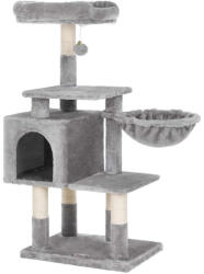 FEANDREA Többszintes Macskabútor Világosszürke Plüss Kaparófa 110 cm (EUZ-PCT52W)