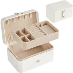 SONGMICS utazó ékszertartó doboz 2 szintes felhőfehér (EUZ-JBC166W01)