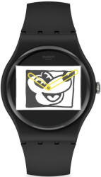 Swatch Ceas Swatch, Keith Haring Mickey Blanc Sur Noir SUOZ337 (SUOZ337) Ceas