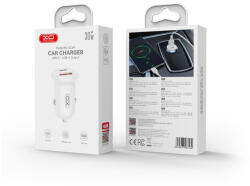 XO CC69, Szivargyújtós töltő, PD QC 30W, 1x USB-A +1x USB-C, fehér (Gyors töltés)