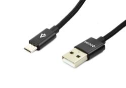 Accura ACC2289 USB Type-A apa - MicroUSB apa Adat és töltő kábel - Fekete (1.5m) (ACC2289) (ACC2289)