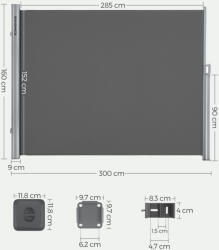 SONGMICS Automata Oldalsó Napellenző 1, 6 x 3 m Füstszürke Teraszárnyékoló (EUZ-GSA160G) - platinashop