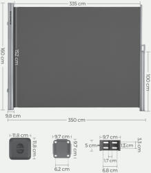 SONGMICS Premium Oldalsó Napellenző 160x350 cm Szürke Alumínium (EUZ-GSA165G) - platinashop