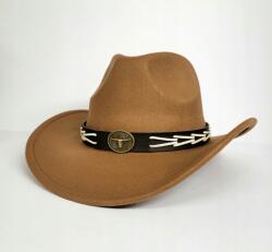  Cowboy kalap férfi bézs vadnyugat texas filc bika csat 57 cm (016698675086)