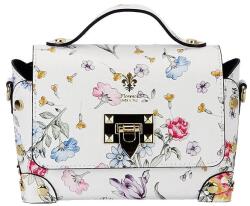 SOFILINE Geanta alba din piele naturala cu imprimeu floral 1616 131 (1616FWHITE)