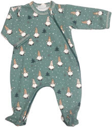 Wikids Hosszú ujjú cipzáros pamut rugi - Karácsonyi Manó - Zöld - 50