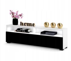 Krak Meble Álló Rtv szekrény Nappali komód Play Open Fehér Fekete Mat 140 Led (11118140131N)
