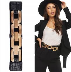 DEMUR Fekete Öv Gumis derékpánt arany lánccal arany lánc M/L (006)