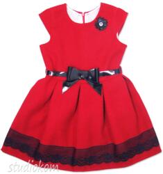  110 Karácsonyi lány ruha piros Csipke övvel BS265 (BS265)