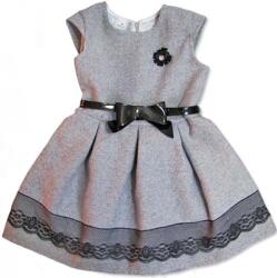  140 Látogató gyerek ruha Szürke Csipke öv masnival BS202 (BS202)
