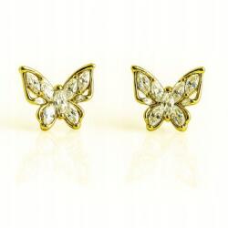 Ecarla 14 karátos arannyal futtatott, nemesacél fülbevaló cirkónia pillangókkal, KST349 (5903843905837)