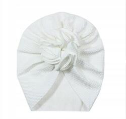  Csecsemő sapka pamut virág fehér tavasz nyár ősz 38-40 (Bomevarica4740)