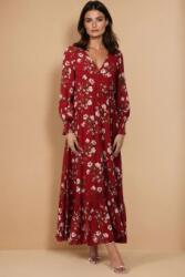RohBoutique Rochie maxi Visiniu cu imprimeu floral si dantela, maneca lunga Roh Dr4782