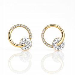 Ecarla 14 karátos arannyal futtatott, nemesacél fülbevaló cirkónia kövekkel, karika, stekkeres (5903843904397)