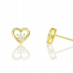 Ecarla 14k aranyozott nemesacél fülbevaló, szív cirkónia KST3487 (5903843905769)