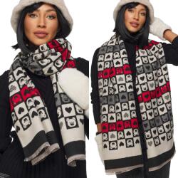 DEMUR Női Téli Sál Téli meleg macis szív fekete bézs piros