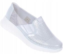  Ezüst Bebújós Slip On Mokaszin Áttört Oxford Női Félcipő 41 (2798 srebrne)