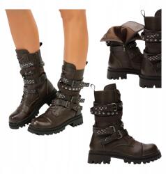 Seastar Női Munkavédelmi Cipő Bőr Bakancs Platform Magasszárú Tornacipő Barna 37 (7668 czarne wysoki skórzane na platformie)