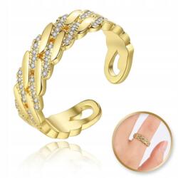 Ecarla Arannyal bevont sebészeti acél gyűrű, állítható, P cirkóniákkal (5903678587703)