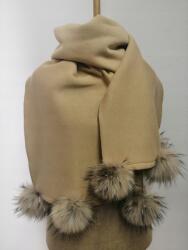  Szőrmés sál poncsó pomponokkal