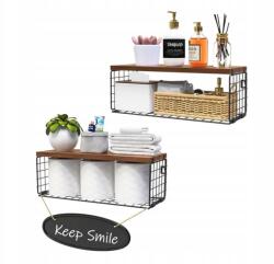  Obswell Kole 2 db-os fali polc szett, fa/fém, barna/fekete (PX001RD11YV)