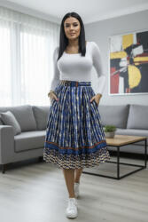 Norafashion Gyönyörű gumis derekú mintás szoknya (sötétkék-bézs mintás) (486148)