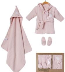 Bebessi Детски памучен комплект за баня Bebessi - Rabbits, хавлия и халат, 80 cm (4226) - baby