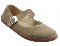  Női Félcipő Sötét Bézs Nika Komfort 1445 Barefoot Természetes Bőr Velúr (1445.CIMNY BEŻ)
