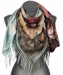 Versoli Női átmeneti kendő Virág Ajándék rojtokkal RCC15-7 zöld