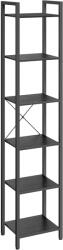 VASAGLE 6 szintes könyvespolc, állópolc, fém kerettel, fekete (LLS101B56)