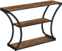 VASAGLE Konzolasztal ívelt lábakkal és 2 nyitott polccal, rusztikus barna-fekete (LNT089B01)