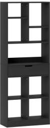 Homcom Modern Fa Könyvespolc Központi Fiókos és Billenésgátlóval, 60x26x158 cm, Fekete