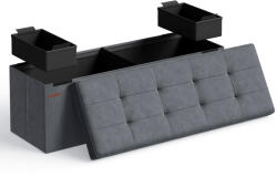 SONGMICS Összecsukható Tároló Ülőpad Bársony Palaszürke 110 cm (EUZ-LSF277G01) - prodis