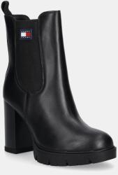 Tommy Jeans bőr csizma TJW LEATHER HEEL BOOT - fekete Női 41