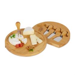 Relaxdays Platou de brânzeturi Relaxdays din bambus cu set de 4 tacâmuri (10085761) Tava