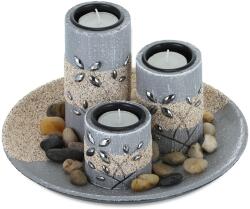 Relaxdays Set suport lumânări tip pastilă Relaxdays cu bol decorativ (10077069)