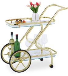 Relaxdays Cărucior de servire Relaxdays din alamă și sticlă (10068762)