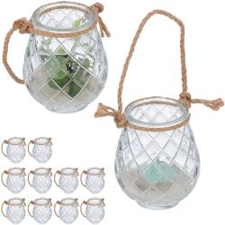Relaxdays Suporturi transparente pentru lumânări tip pastilă Relaxdays, set de 12 (10087293) Pahar