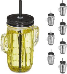 Relaxdays Set de 8 pahare Relaxdays cu cactus și paie (10069473) Pahar
