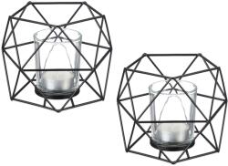 Relaxdays Suporturi pentru lumânări tip pastilă Relaxdays, geometrice, set de 2 (10099866)