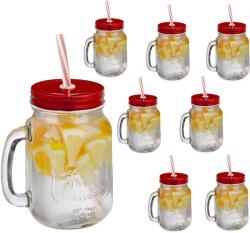 Relaxdays Set de pahare Relaxdays cu capac, 8 piese, roșu (10083662) Pahar