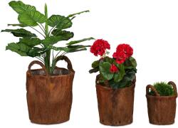 Relaxdays Set de 3 coșuri cu plante Relaxdays, model cocos (10071182)