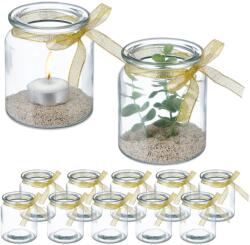 Relaxdays Suport lumânări Relaxdays, set de 12, cu fundă (10091398) Pahar